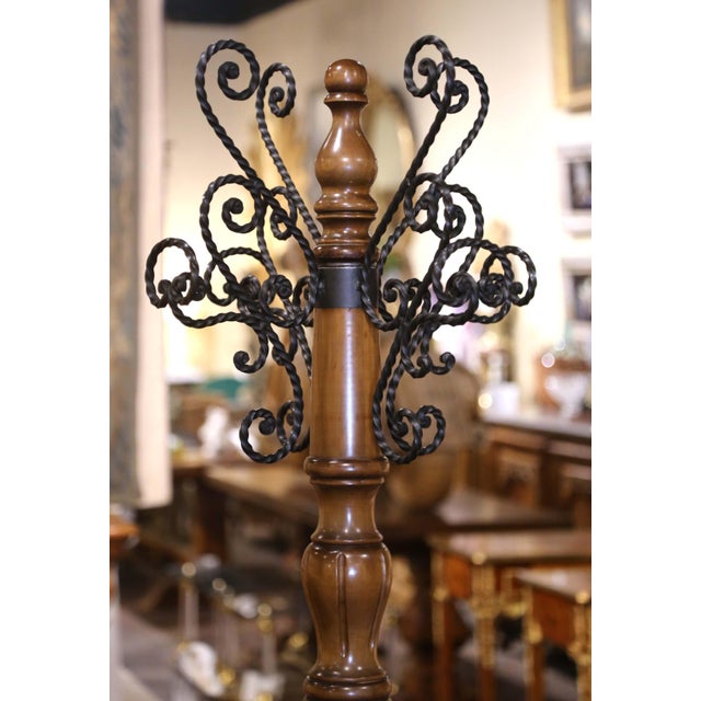 French Early 20th Century French Louis XV Walnut and Wrought Iron Hall Tree For Sale - Image 3 of 9