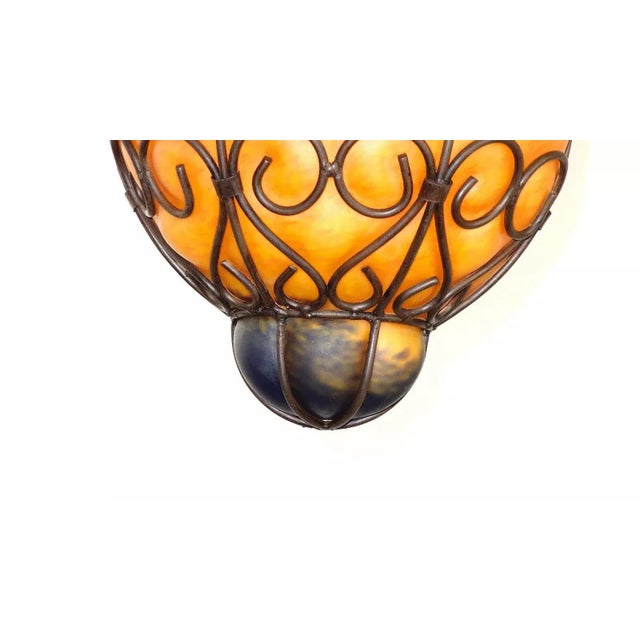 1970s Vintage Pate De Verre Hanging Light in Metal, 1970s For Sale - Image 5 of 11