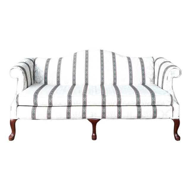Pale Gray Thomasville Traditional Camelback Sofa For Sale