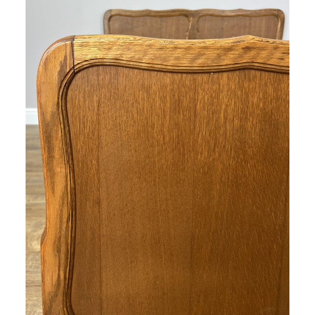 Vintage French Louis XVI Double Bed Frame in Oak with Carved Headboard For Sale - Image 5 of 11
