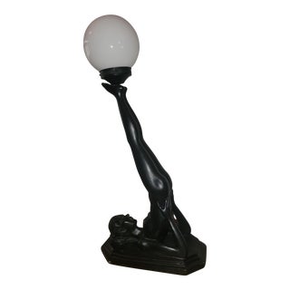 Mid 20th Century Art Deco Nude Figure Lamp For Sale
