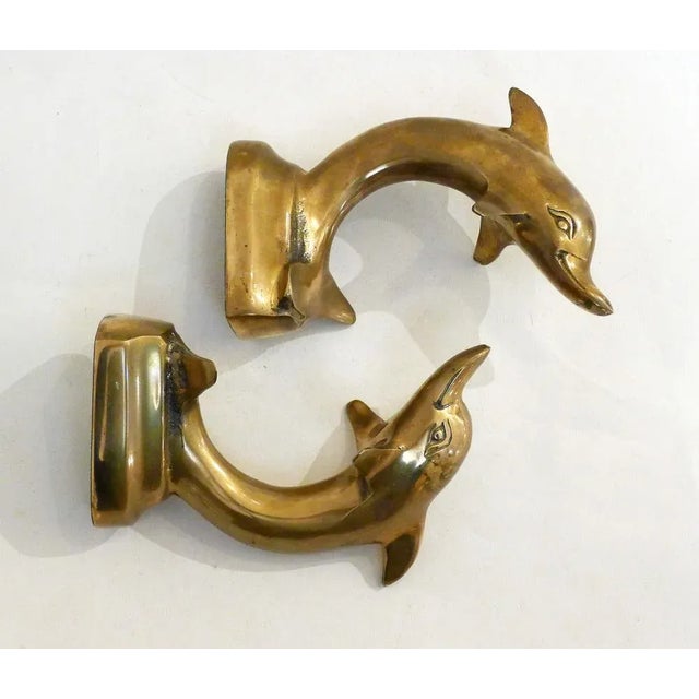 1980s Golden Brass Dolphins, 1980s, Set of 2 For Sale - Image 5 of 9