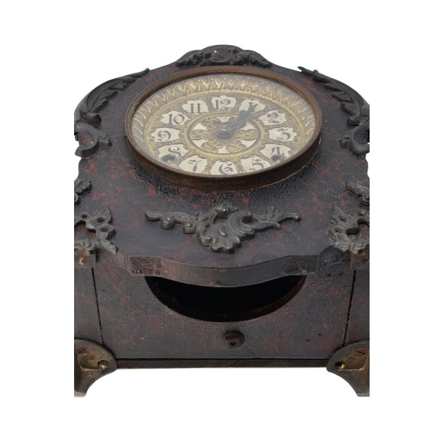 Antique Victorian Rococo Revival Mantel Clock With Ornate Cartouche Dial, Circa 1900 For Sale - Image 14 of 18