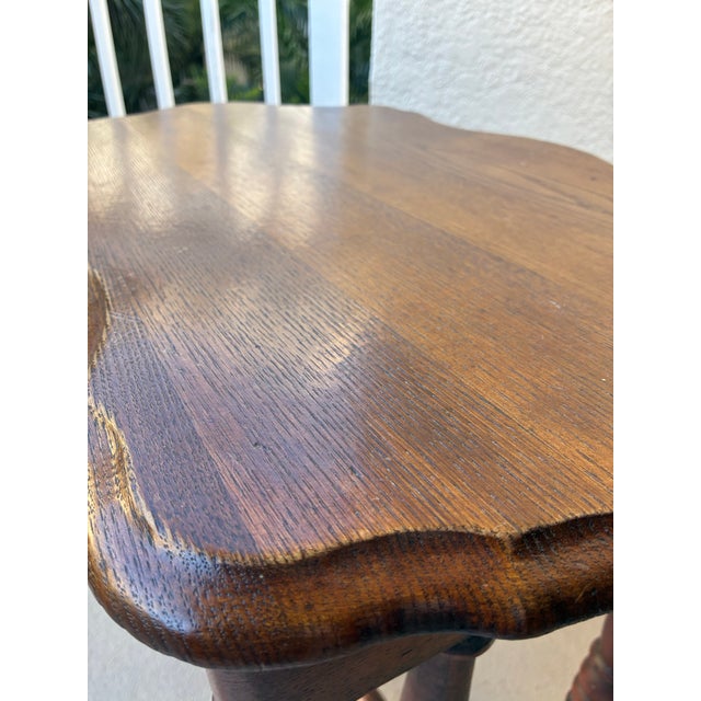 Vintage Solid Wood Side Table With Drawer, Scalloped Top For Sale - Image 12 of 12