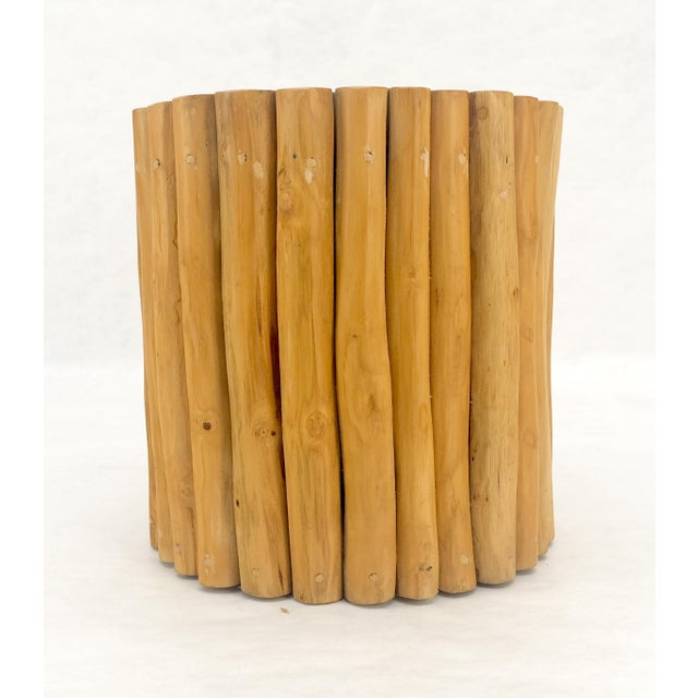 Arts & Crafts Sheath of Twigs Stripped & Varnished Hardwood Round End Side End Table Stand For Sale - Image 3 of 7