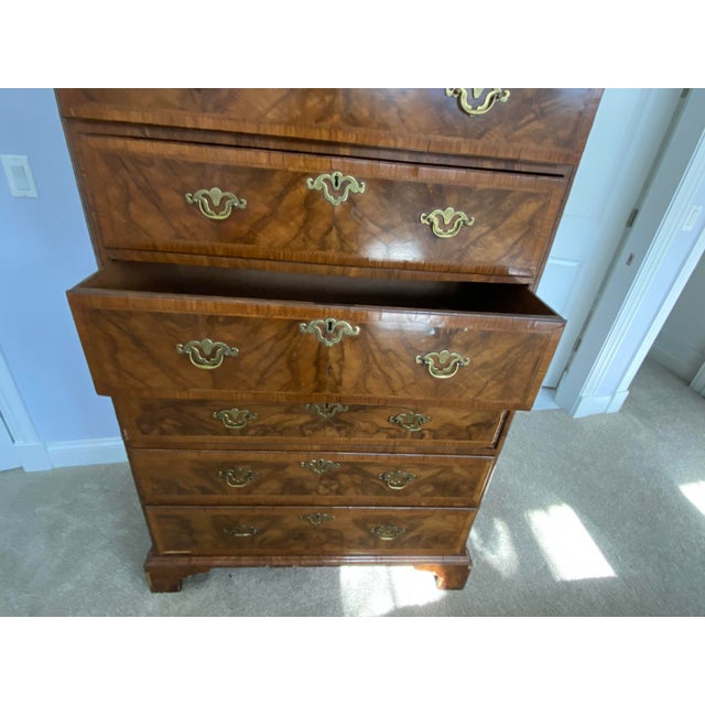 Vintage Traditional Cherry Highboy Dresser With Brass Hardware Chairish