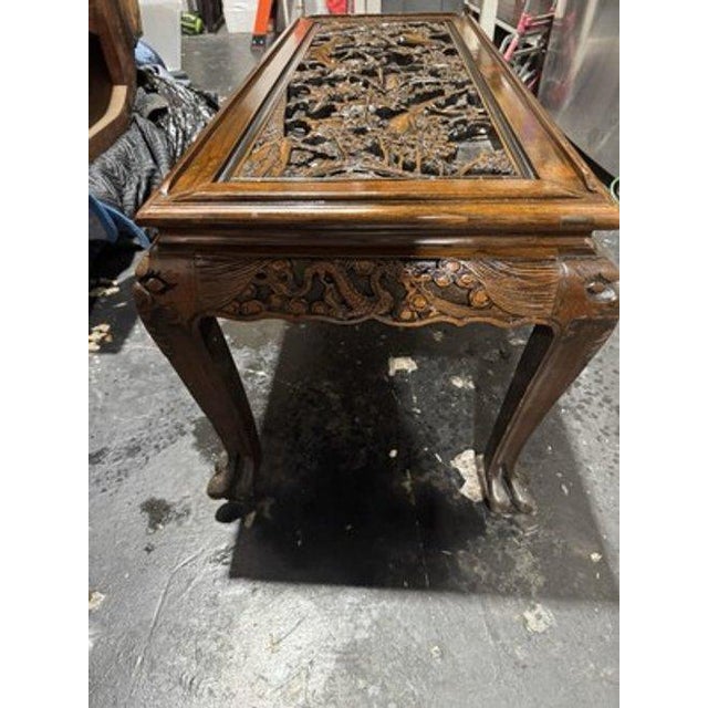Traditional Late 20th Century Custom Hand Carved Coffee Table Oriental For Sale - Image 3 of 9