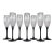Vintage Black Stem Champagne Flute Glasses Styles After Cristal d'Arques- Durand Set of 7 For Sale