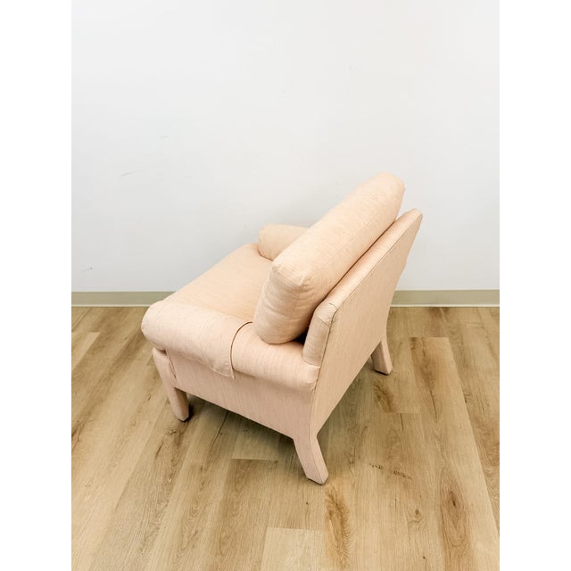 Wood Vintage Drexel Heritage Pink Upholstered Armchair Post Modern, Hollywood Regency For Sale - Image 7 of 10