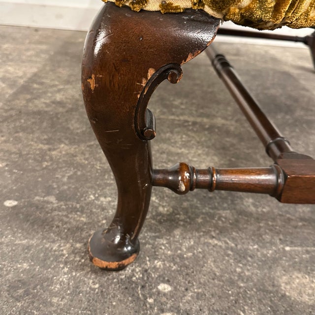 Antique Cut Velvet Queen Anne-Style Floral Settee For Sale - Image 12 of 12