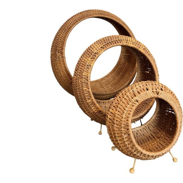 Mid-Century Modern Mid Mod Circle Baskets Set For Sale - Image 3 of 7