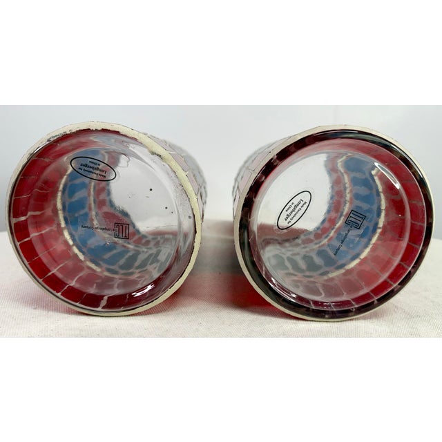 Red Longaberger Americana Stained Glass Candle Holders - A Pair For Sale - Image 8 of 12