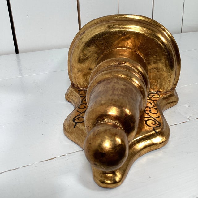 Pair of Vintage Mexican Hand Painted Folk Art Wall Shelves Santos Figures Floral Gilt Shelf For Sale - Image 10 of 12