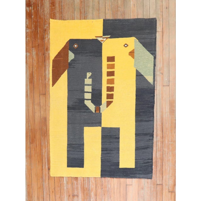 Textile Late 20th Century Elephant Face Persian Kilim For Sale - Image 7 of 7