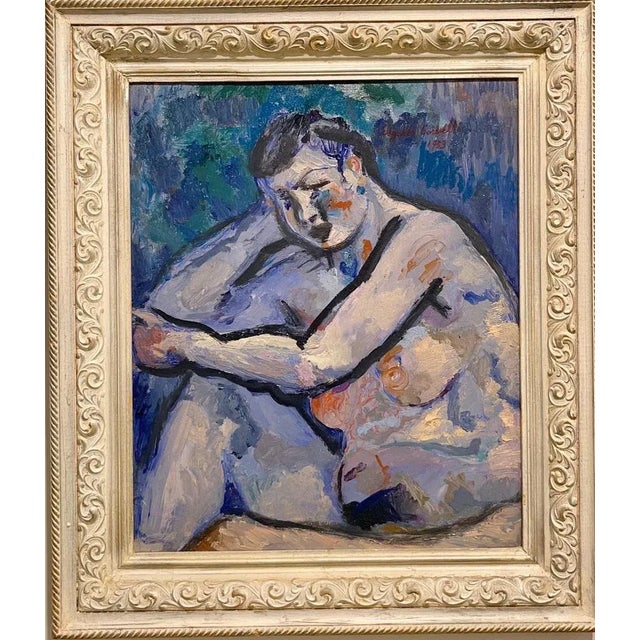 A blue nude, edgardo corbelli (turin, 1918 - 1989) from the traditional composition of the 1930s, the painting of corbelli...