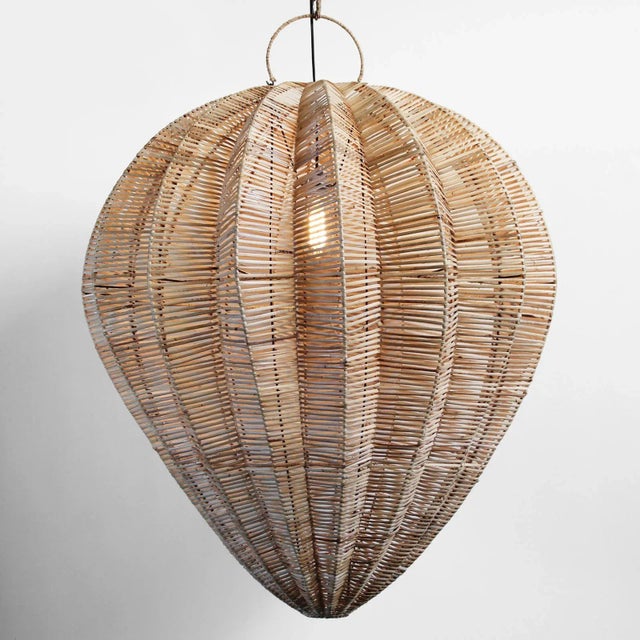Contemporary Contemporary Raw Rattan Starfruit Pendant Light Large For Sale - Image 3 of 8