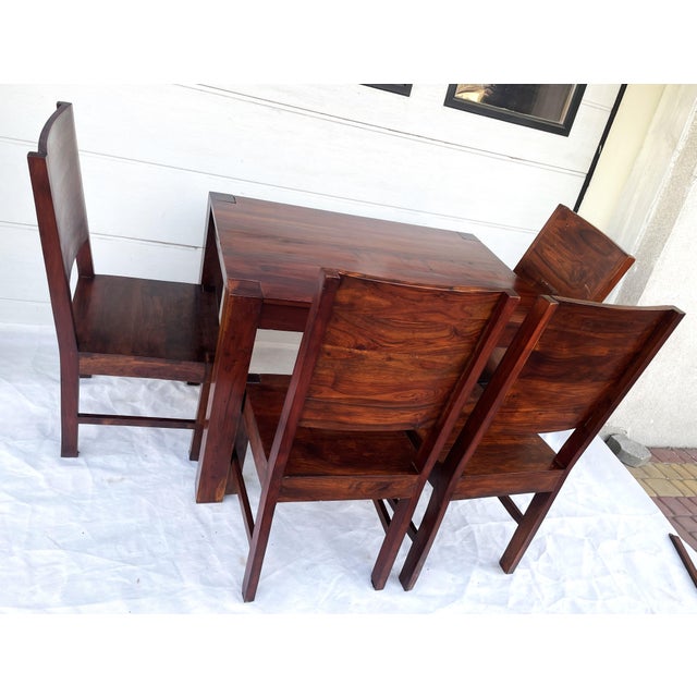 Brown Modernist Table and Chairs in Rosewood, 1970s, Set of 6 For Sale - Image 8 of 18