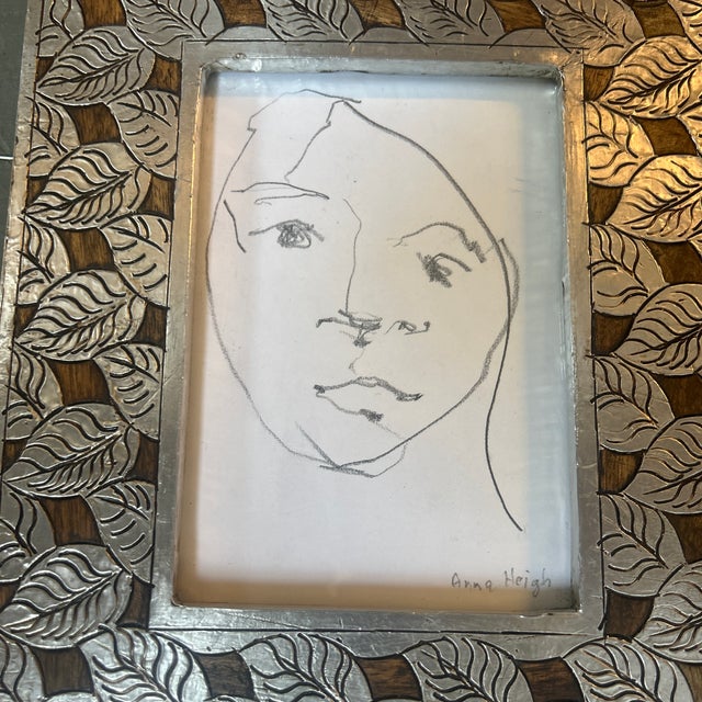 Contemporary abstract portrait pencil drawing by Anna Heigh. Signed and framed. Measures 5x7 or 9x11 framed. Check out my...