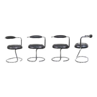 Black Cobra Chairs by Giotto Stoppino, Italy, 1970s, Set of 4 For Sale
