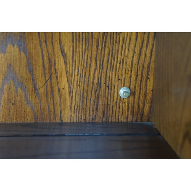 1980s Henredon Scene One Oak Campaign Curio Display Cabinet Library Bookcase 84" For Sale - Image 10 of 15