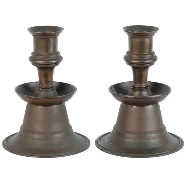 Ottoman Empire Cast Bronze Candleholders - a Pair For Sale - Image 9 of 9