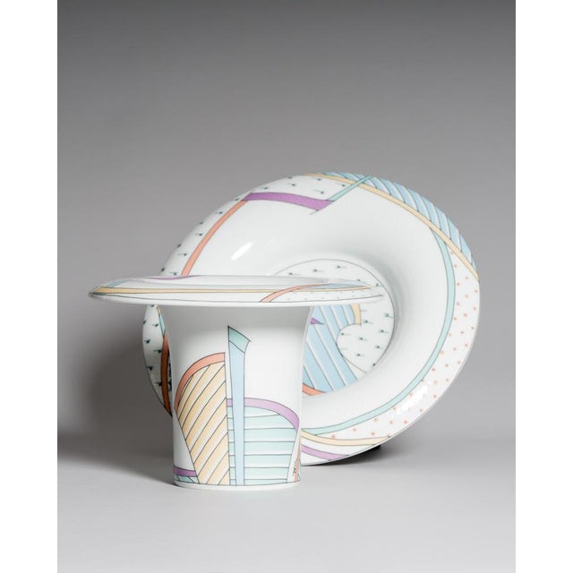Vintage Century New Wave Porcelain Vase and Bowl Set by Tapio Wirkkala & Dorothy Hafner for Rosenthal Studio-Line, Germany, 1980s, Set of 2 For Sale - Image 3 of 18