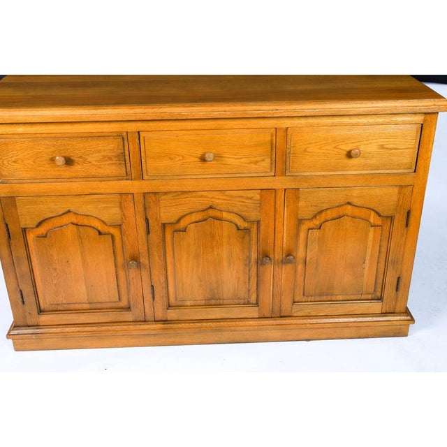 Brown Vintage Oak Panelled Three Door Sideboard For Sale - Image 8 of 16
