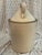 Large Stoneware Crock Jar with Handle Cream color Marked with Blue No.5 Large Chip as shown in photo