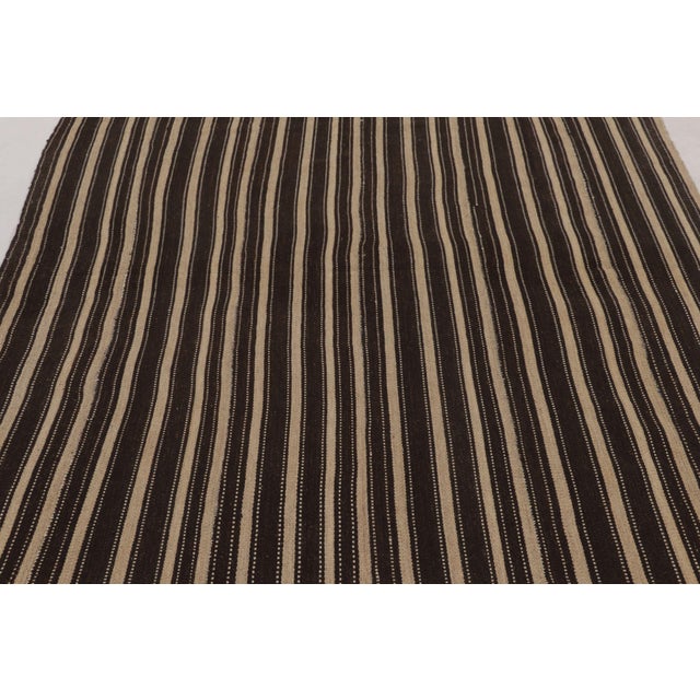 Rug & Kilim Vintage Persian Striped Kilim in Brown and Beige Geometric Stripes - Rug & Kilim For Sale - Image 4 of 8