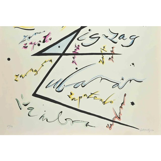 Letter Z from the Alphabet series is a lithograph realized by Rafael Alberti in 1972. Hand-signed. Edition n. 20/44...