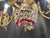 Red Gilt Bronze and Crystal 4-Light Chandelier with Enameled Glass Decoration, Early 20th Century For Sale - Image 8 of 12