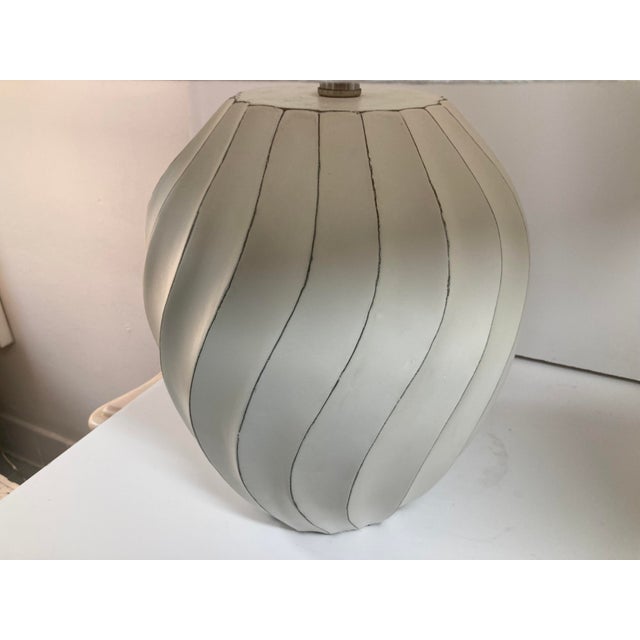 Beautiful pair of Boho Chic Organic Shape Hand Carved and Hand Painted Table Lamps with Original Shades. Nice olive green...