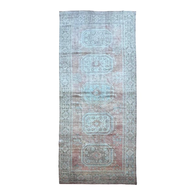 Vintage Turkish Hand Knotted Wool Rug 4’5” X 11’9” For Sale