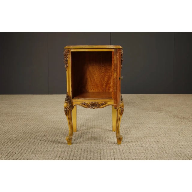 Antique Louis XVI French Provincial Figured Maple Cabinet Nightstands, C. 1920s For Sale - Image 10 of 17