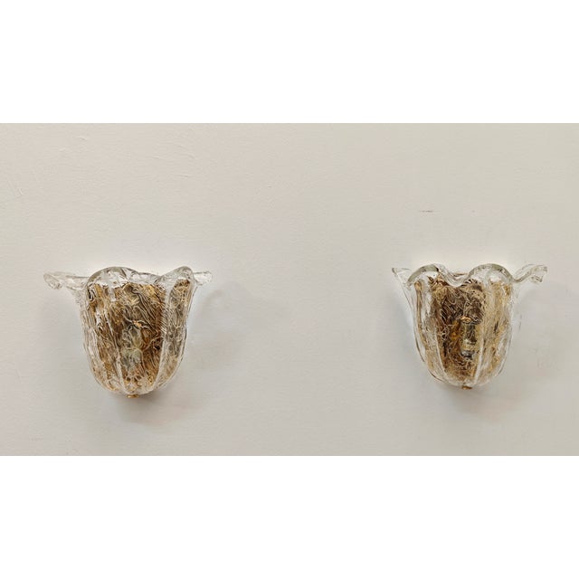 Vintage Italian Wall Lamps in Murano Glass and Gold Metal from La Murrina, 1980s, Set of 2 For Sale - Image 11 of 11