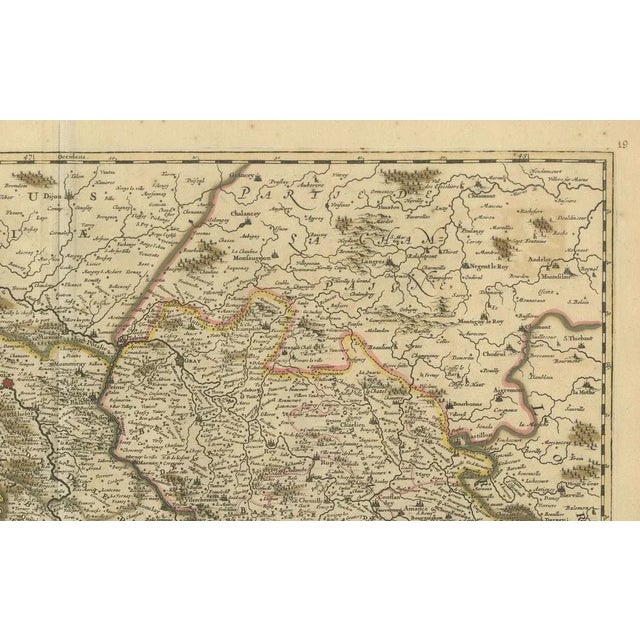 Hand-Colored Map of Franche-Comté and Burgundy by Frederik De Wit, 1688 For Sale - Image 3 of 6