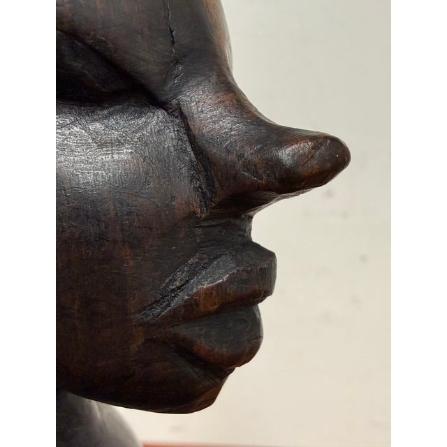 African Hand Carved Wood Mother + Child Sculpture For Sale - Image 9 of 12