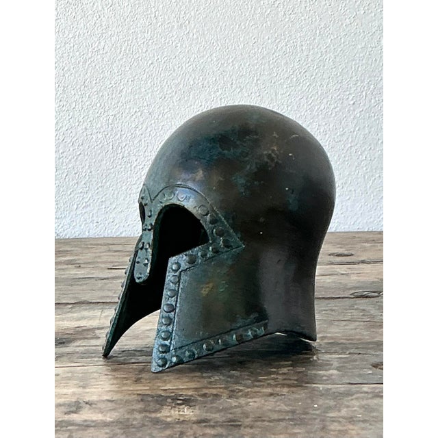 Vintage Patinated Corinthian Greek Helmet For Sale In West Palm - Image 6 of 12