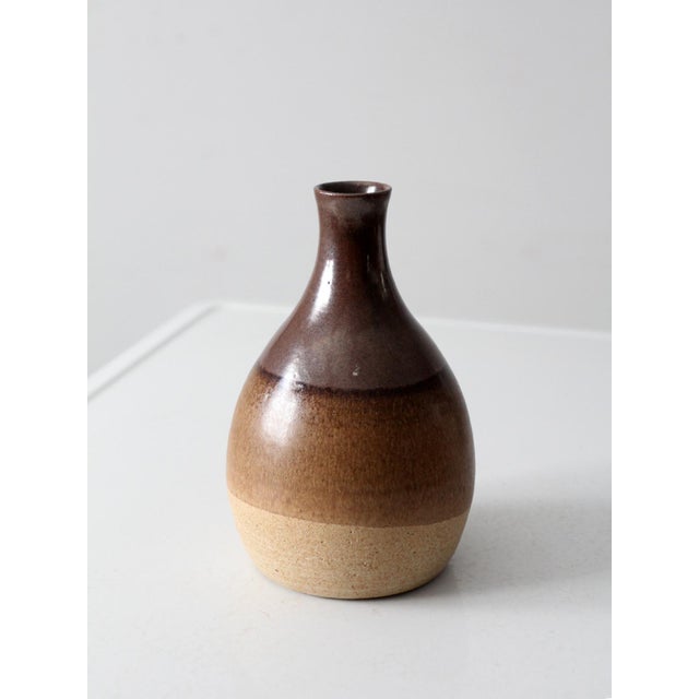 Brown Vintage Studio Pottery Decanter Vase For Sale - Image 8 of 10
