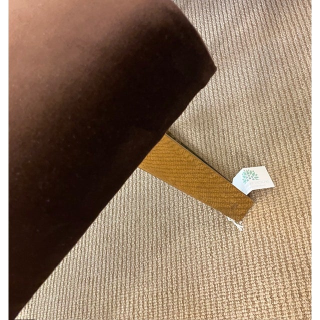 Mid-Century Modern Mid Century Modern Polished Brass Bench With Chocolate Brown Velvet Seat For Sale - Image 3 of 9