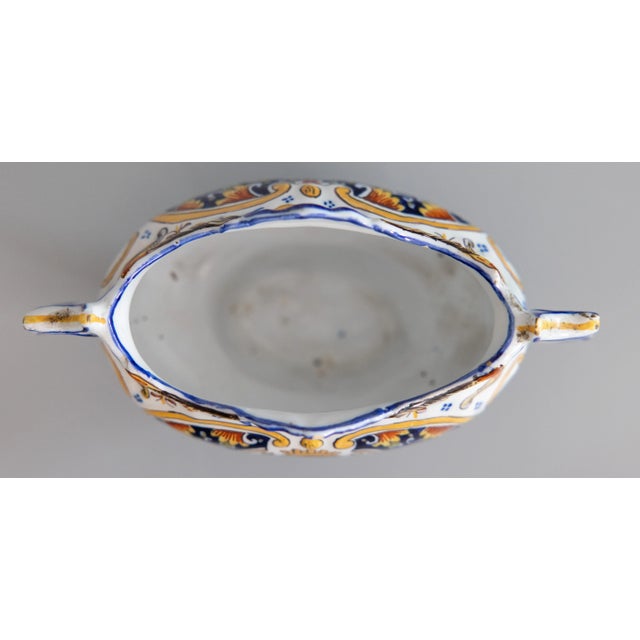 1900 - 1909 Antique French Rouen Faience Jardiniere Cachepot For Sale - Image 5 of 9