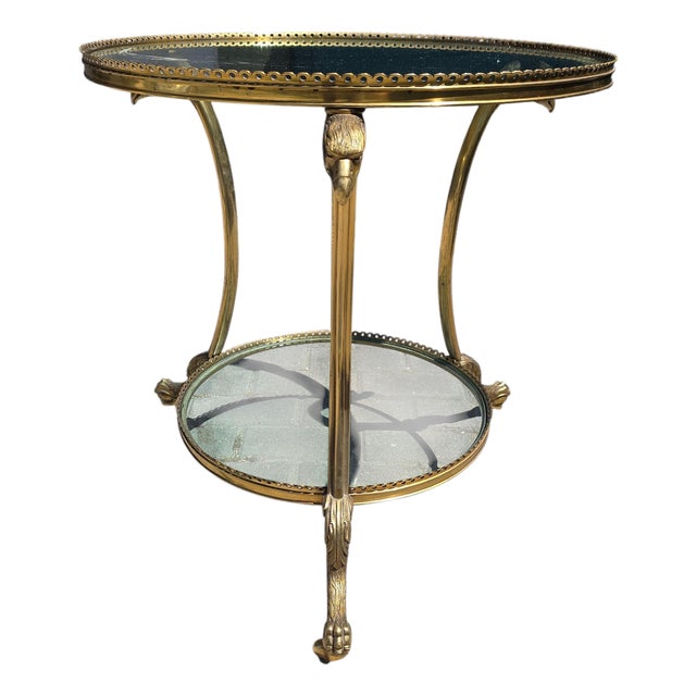 French Style Gilt Bronze and Glass Side Table, 1970s For Sale