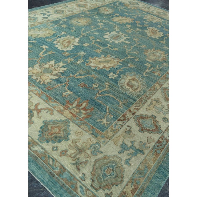 Blue Turkish Oushak Old Wool Rug 10' x 13'7" #20000 For Sale - Image 8 of 8