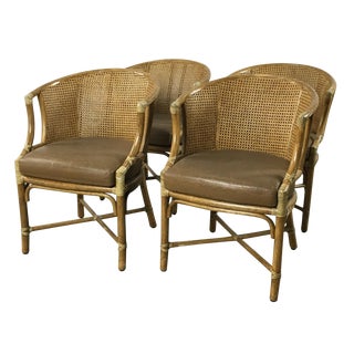 Vintage Cane-Backed Dining Chairs Set - 4 For Sale