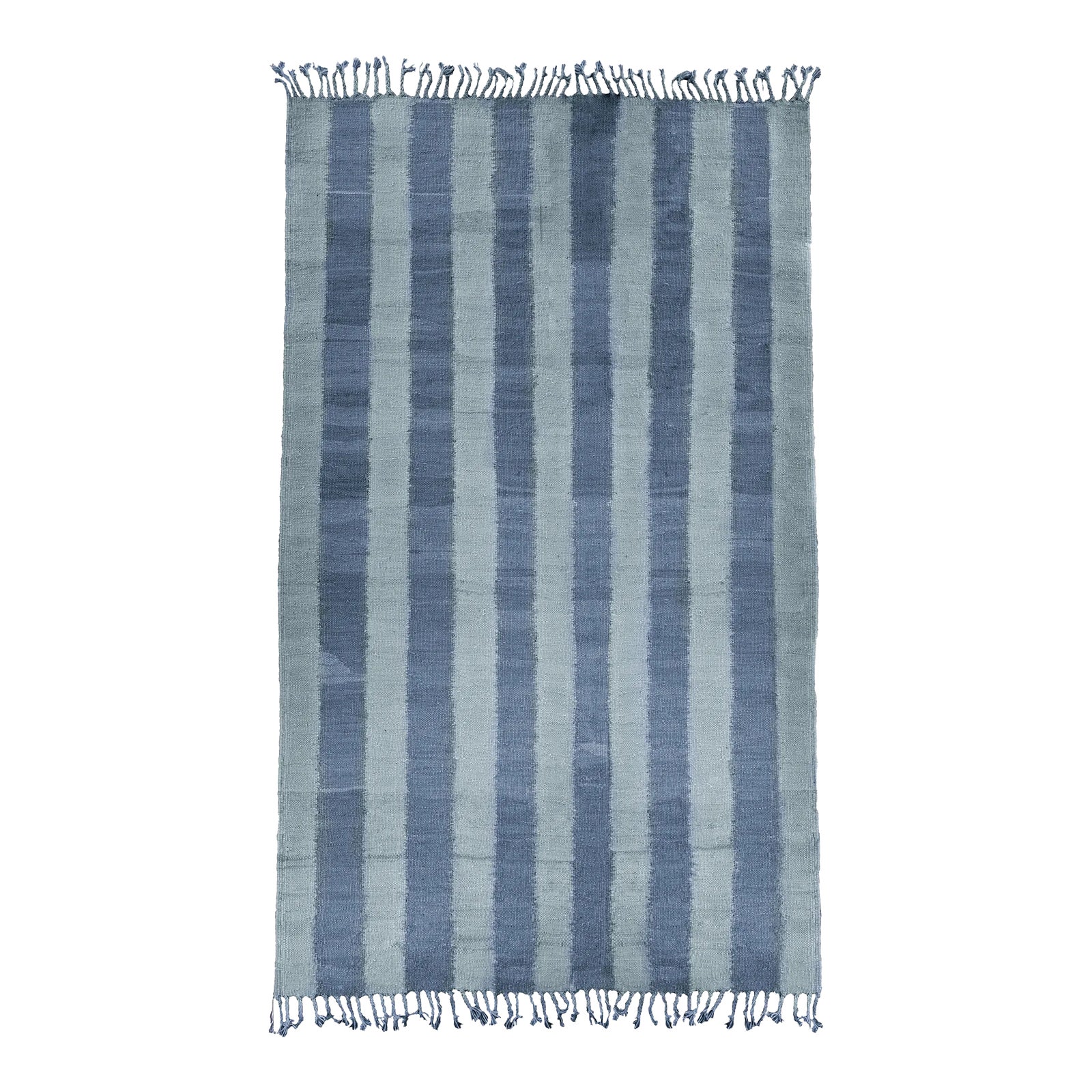 Double-Sided Natural Indigo Dyed Chambray Striped Wool Moroccan ...