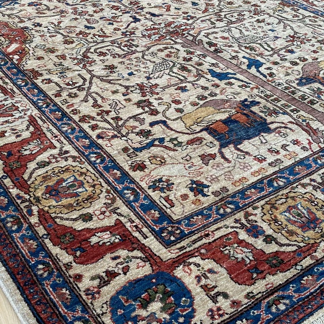 Fine Ivory Persian Isfahan Tree of Life Hand-Knotted Wool Rug - 5'7" X 7'8" For Sale - Image 10 of 13