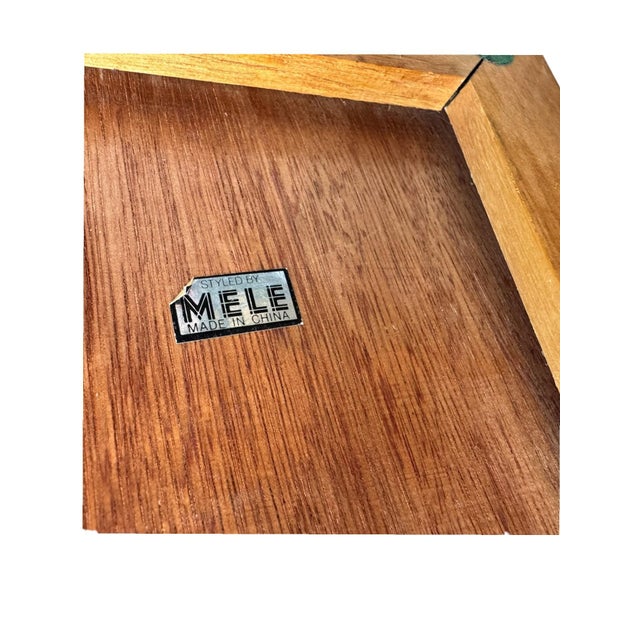 Vintage Mele 3‑Tier Swiveling Jewelry Box • Minimalist Mid Century Modern Organizer • Faux Burled Wood Vanity Storage For Sale - Image 6 of 8