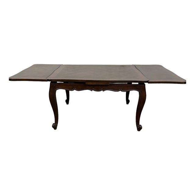 Vintage French Provincial Louis XV Style Parquetry Top Draw Leaf Dining Table For Sale