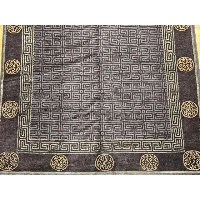 Vintage Tibetan Area Rug with Gold Medallions and Deity Symbols, 1920s, 5' x 9' For Sale - Image 9 of 16
