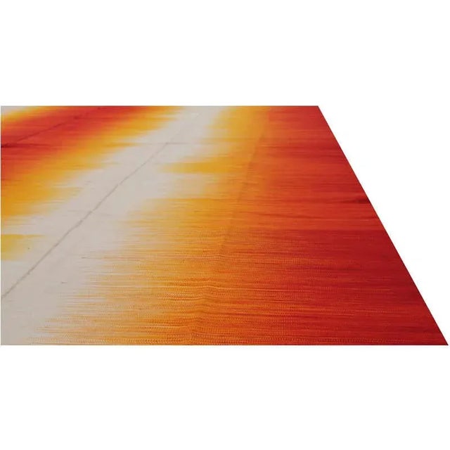 2010s Handwoven Red/Orange Persian Kilim Area Rug 9'10" X 13'1" For Sale - Image 5 of 9